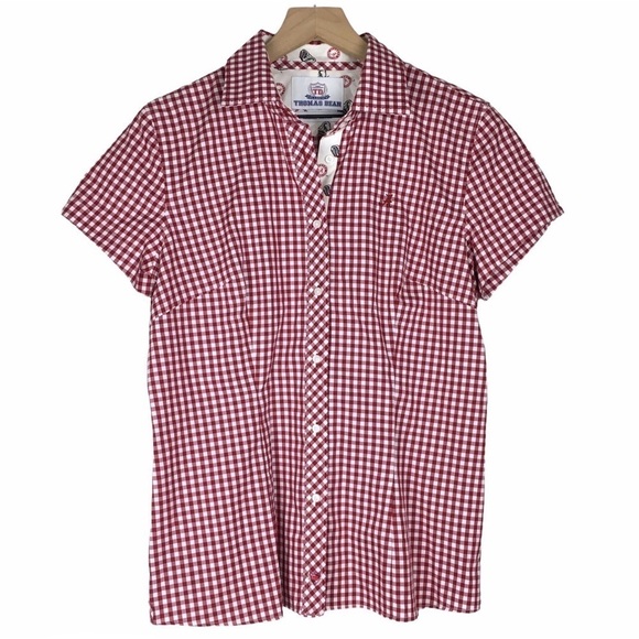 Thomas Dean Tops - THOMAS DEAN Alabama Collegiate Shirt Button Up Gingham Embroidered Size Large